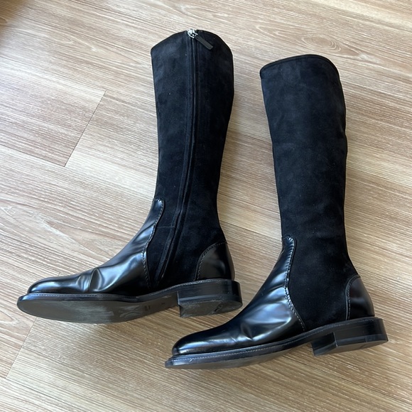 Jill Sander made in Italy leather & suede trim 8M(38) black riding boots - Picture 14 of 16